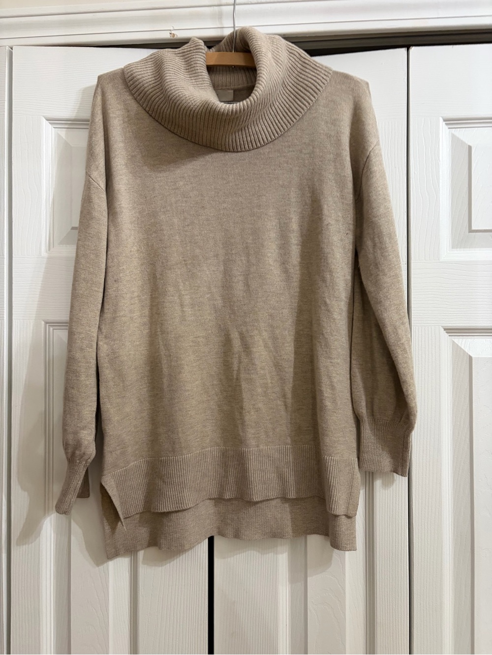 LOFT Beige Cowl Neck Sweater